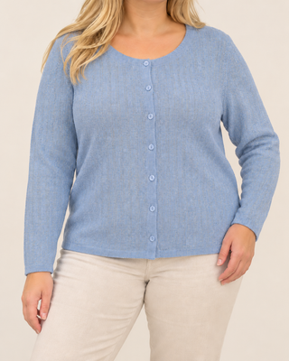 VMCSECRET SHORE LS O-NECK CARDIGAN CUR Brunnera Blue/W SILVER
