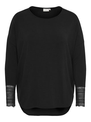 CARLAMOUR L/S LACE CUFF BLOUSE JRS Black/Black Lace