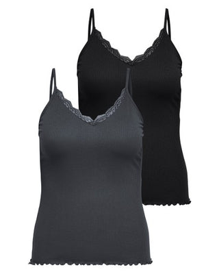 CARSILLE S/L V-NECK TOP 2-PACK JRS Magnet/MAGNET+BLACK
