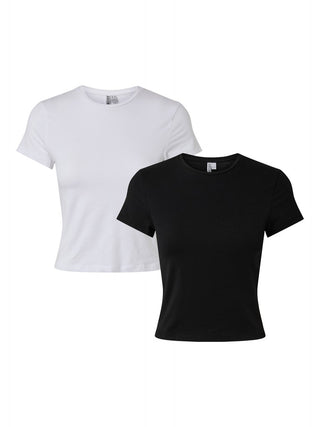 PCAMELIA BABY TEE 2-PACK JRS NOOS BC Black/2 PACK BLACK WHITE