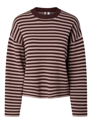 PCJASSY LS O-NECK KNIT NOOS BC Hot Fudge/GREIGE
