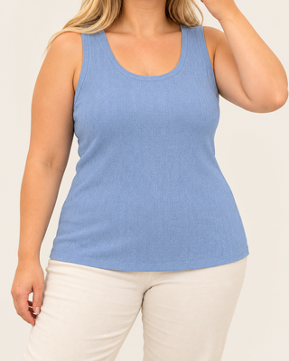 VMCSECRET SHORE SL U-BACK TOP SE CUR Brunnera Blue/W SILVER