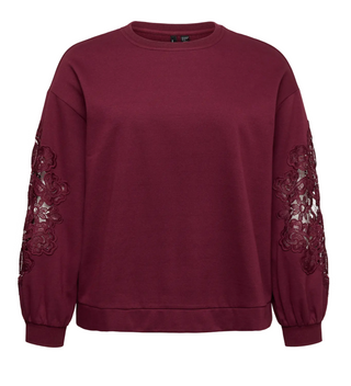 VMCMATILDA L/S SWEATSHIRT JRS BTQ CUR Windsor Wine WINDSOR WINE CROCHET
