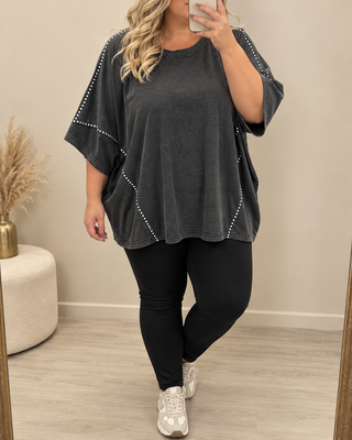 CARJAYLIA S/S O-NECK OVERSIZED TEE JRS Black/Wash/W.