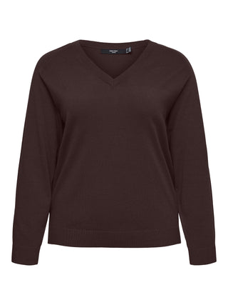 VMCHOLLY KARIS LS V-NECK PULLOVER CUR Chocolate Torte