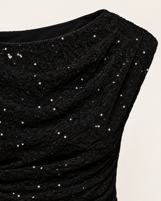 CARNOXLEY S/L SEQUIN TOP WVN Black/Black sequ