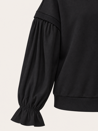 CARERA L/S O-NECK SWEAT JRS Black/BLACK WOVE