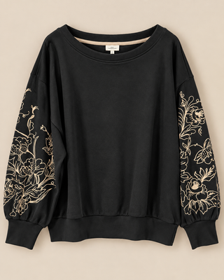 CARDEBORAH L/S BOATNECK SWEAT JRS Black/W. Hummus