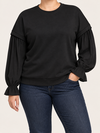 CARERA L/S O-NECK SWEAT JRS Black/BLACK WOVE
