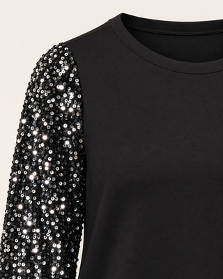 VMCBELLA LS O-NECK SQ SWEAT JRS CUR Black/silver seq