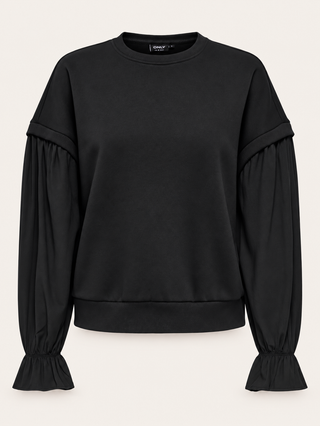 CARERA L/S O-NECK SWEAT JRS Black/BLACK WOVE