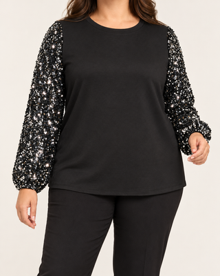 VMCBELLA LS O-NECK SQ SWEAT JRS CUR Black/silver seq